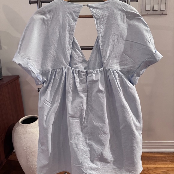 Zara Baby Doll Poplin Romper - Light Blue - Picture 2 of 4